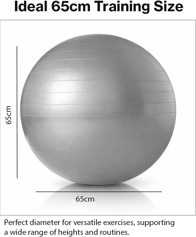 Gym Body Ball, Anti-Burst, Non-Slip, for Yoga, Pilates, Core and Balance Training